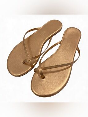TKEES Shimmer Bronze Strappy Flip Sandals